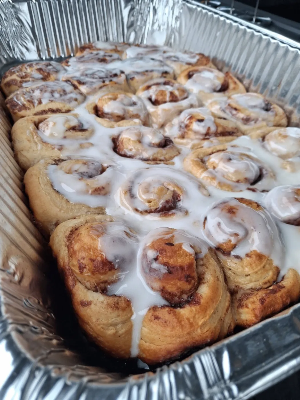 Fresh cinnamon rolls with icing